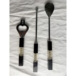 Mid Century MCM‎ 50a 60s Atomic Lucite Black Steel Bar Tool Set